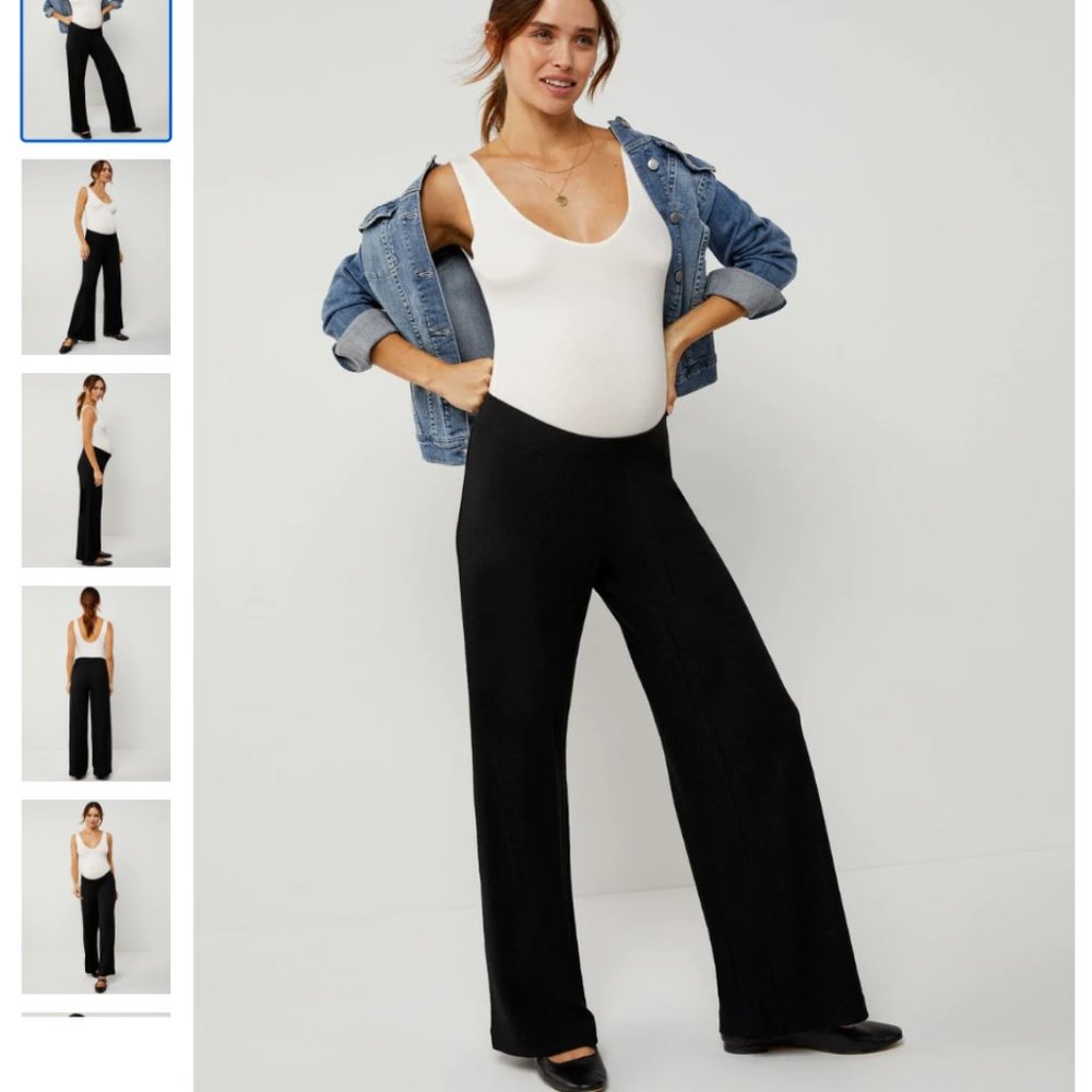A Pea in the Pod Under Belly Crepe Wide Leg Maternity Pants NEW